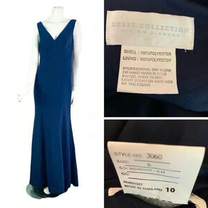 Dessy Collection Vivian Diamond Midnight Blue Formal Gown Cocktail Dress Prom 6